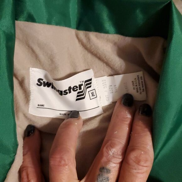 Vintage Swingster Jacket Mens Large Green Beige Full Zip Made in USA 80's Farm - Picture 4 of 8